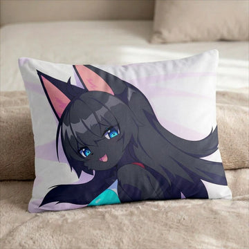 Ashing the Cat Female Head Pillow Cover back US standard pillow mockup