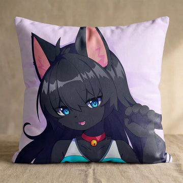 Ashing the Cat Female Head Pillow Cover front square pillow mockup