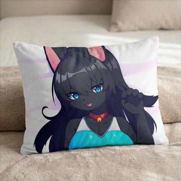 Ashing the Cat Female Head Pillow Cover front US standard pillow mockup