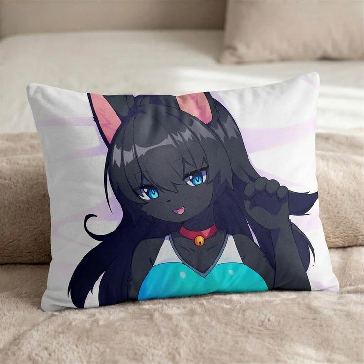 Ashing the Cat Female Head Pillow Cover front US standard pillow mockup