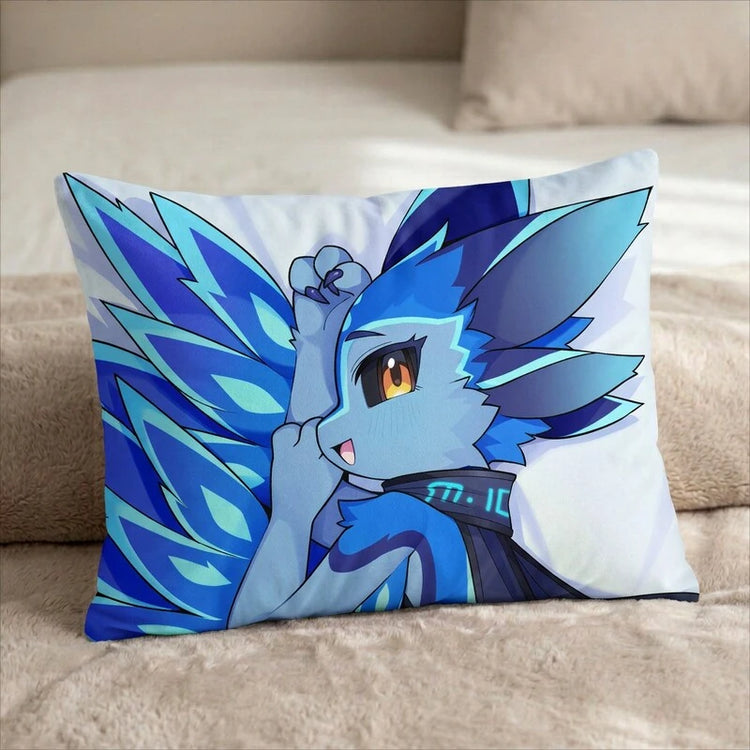 Avi the Avali Female Head Pillow Cover back US standard pillow mockup