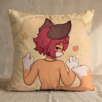Bernard the Fox Male Head Pillow Cover back square pillow mockup