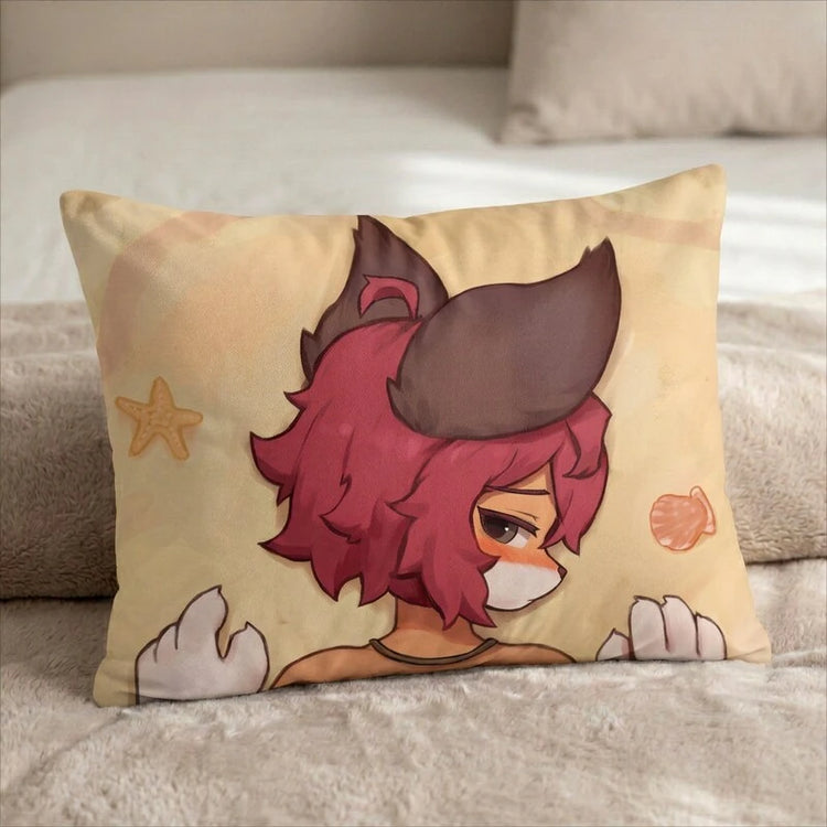 Bernard the Fox Male Head Pillow Cover back US standard pillow mockup