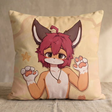 Bernard the Fox Male Head Pillow Cover front square pillow mockup