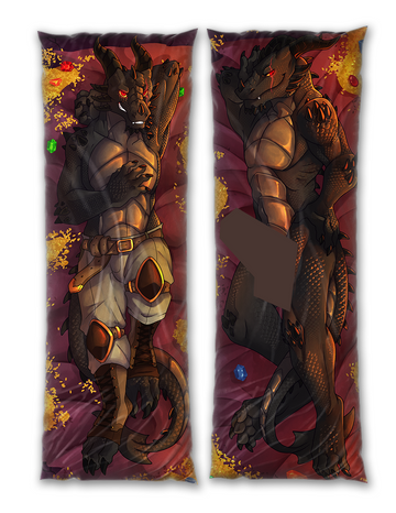 Furry Daki Xaryax Art by Ram the Dragon the Black Dragon Art by Ram the Dragon Dakimakura Furry Body Pillow Cover Furry Body PIllows