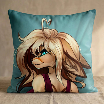 Boline the Fox Female Head Pillow Cover back square pillow mockup
