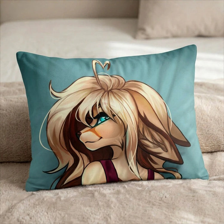 Boline the Fox Female Head Pillow Cover back US standard pillow mockup