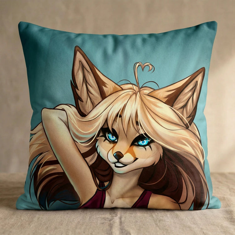 Boline the Fox Female Head Pillow Cover front square pillow mockup