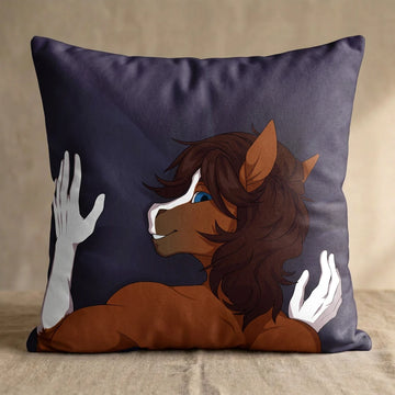 Brett the Horse Male Head Pillow Cover back square pillow mockup