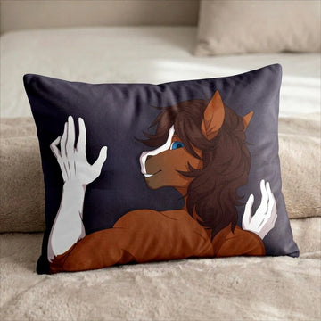 Brett the Horse Male Head Pillow Cover back US standard pillow mockup