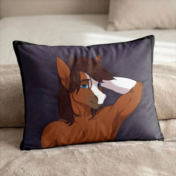Brett the Horse Male Head Pillow Cover front US standard pillow mockup