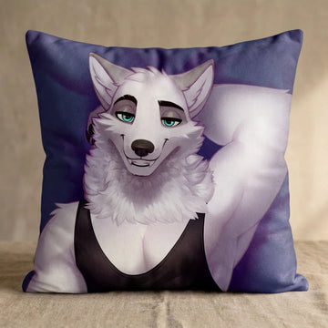 Bronx the Wolf Male Head Pillow Cover front square pillow mockup