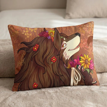 Brown Wolf by Sofia Ram Head Pillow Cover back US standard pillow mockup