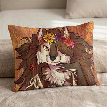 Brown Wolf by Sofia Ram Head Pillow Cover front US standard pillow mockup