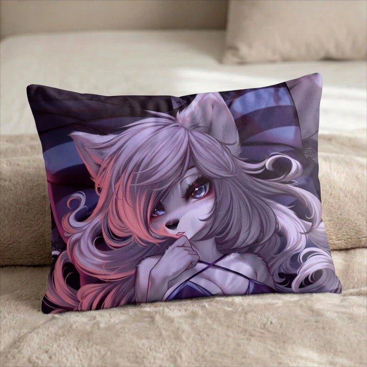 Califra the Wolf Female Head Pillow Cover front US standard pillow mockup