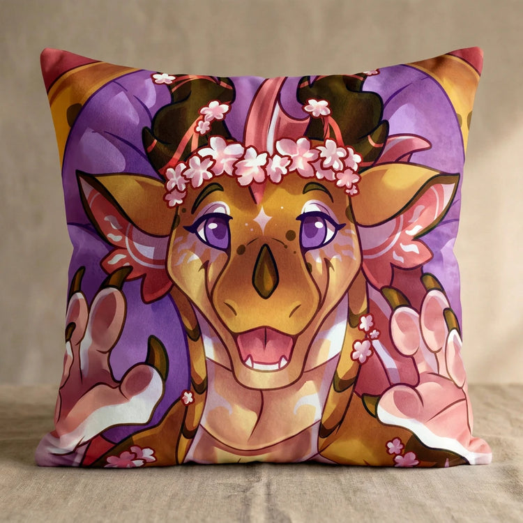 Celestia the Dragon Female Head Pillow Cover front square pillow mockup