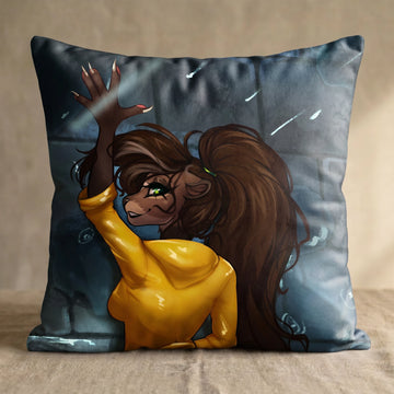 celti the Otter Female Head Pillow Cover back square pillow mockup