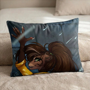 celti the Otter Female Head Pillow Cover back US standard pillow mockup