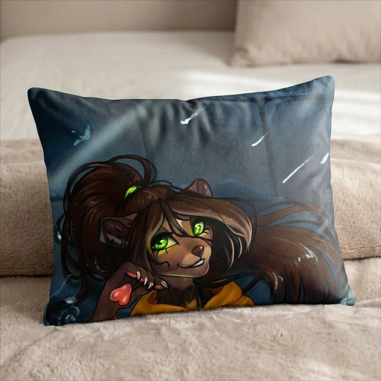 celti the Otter Female Head Pillow Cover front US standard pillow mockup