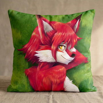 Cherry the Fox Female Head Pillow Cover back square pillow mockup