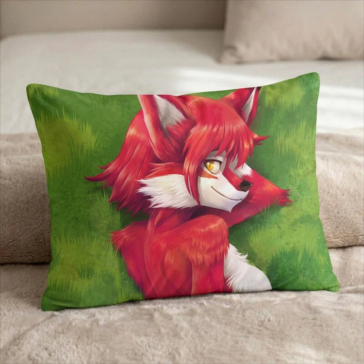 Cherry the Fox Female Head Pillow Cover back US standard pillow mockup
