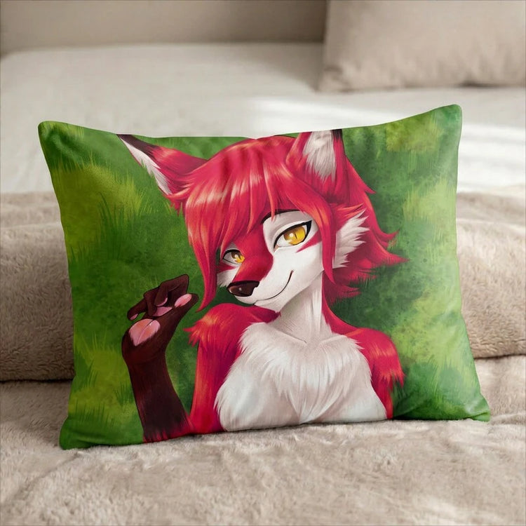 Cherry the Fox Female Head Pillow Cover front US standard pillow mockup