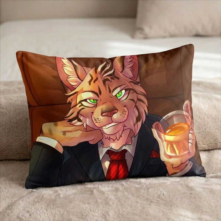 Clawson the Lynx Male Head Pillow Cover front US standard pillow mockup