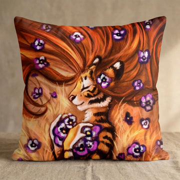 Clemetine the Tiger Female Head Pillow Cover back square pillow mockup