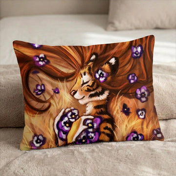 Clemetine the Tiger Female Head Pillow Cover back US standard pillow mockup