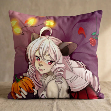 Cosmi the Bat Female Head Pillow Cover back square pillow mockup