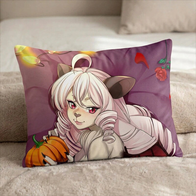 Cosmi the Bat Female Head Pillow Cover back US standard pillow mockup