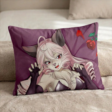 Cosmi the Bat Female Head Pillow Cover front US standard pillow mockup