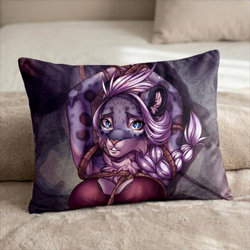 Darina the Leopard Female Head Pillow Cover front US standard pillow mockup