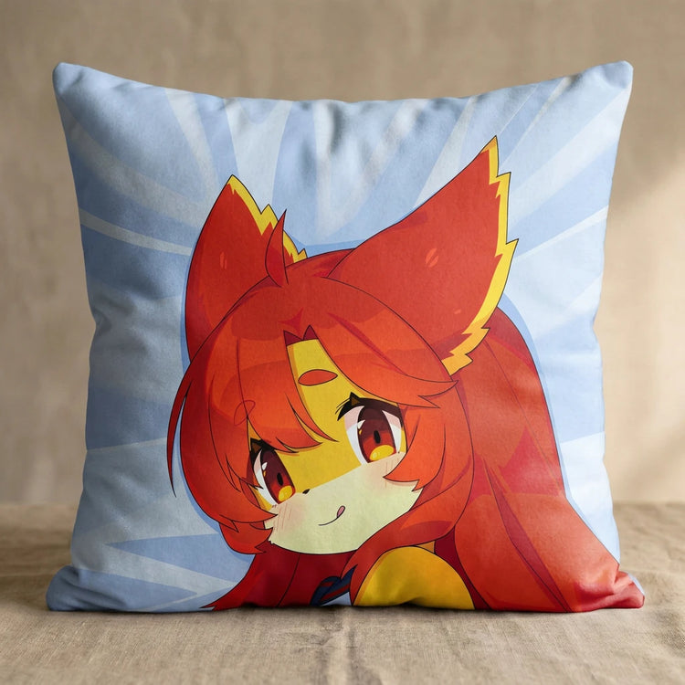Diana the Cat Female Head Pillow Cover back square pillow mockup