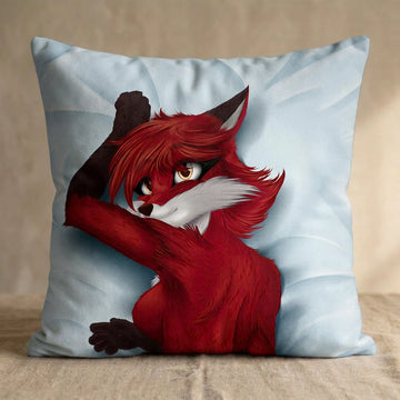Diane the Fox Female Head Pillow Cover back square pillow mockup