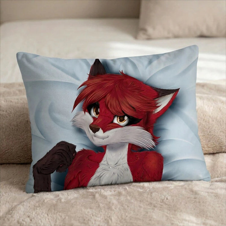 Diane the Fox Female Head Pillow Cover front US standard pillow mockup
