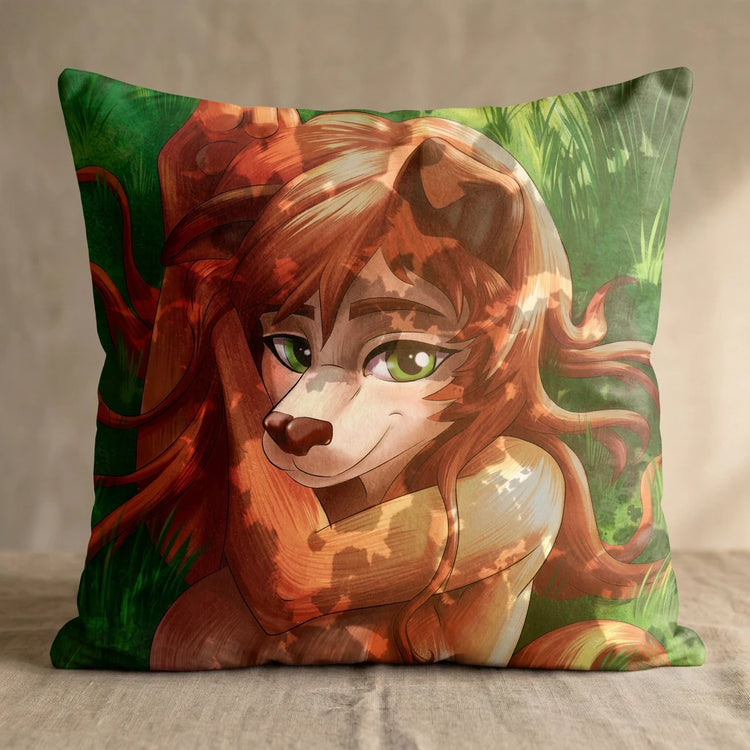 Dog by Soapaint Female Head Pillow Cover back square pillow mockup