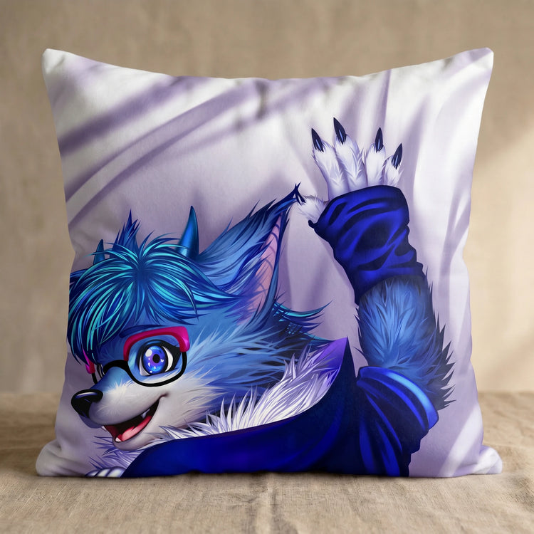Dragi the Dragon Male Head Pillow Cover back square pillow mockup