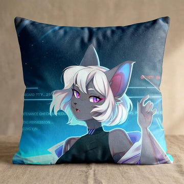 echodito the Bat Female Head Pillow Cover back square pillow mockup