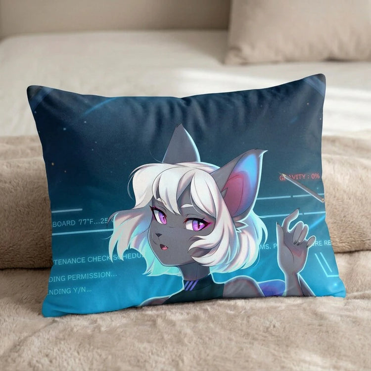 echodito the Bat Female Head Pillow Cover back US standard pillow mockup