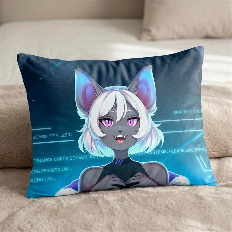 echodito the Bat Female Head Pillow Cover front US standard pillow mockup