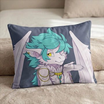Elizar the Dragon Femboy Head Pillow Cover back US standard pillow mockup