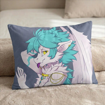 Elizar the Dragon Femboy Head Pillow Cover front US standard pillow mockup