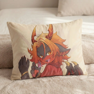 Ember the Flame Dragon Female Head Pillow Cover back US standard pillow mockup