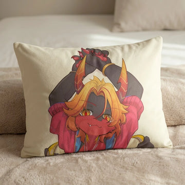 Ember the Flame Dragon Female Head Pillow Cover front US standard pillow mockup