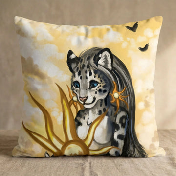 Equinix the Snow Leopard Female Head Pillow Cover back square pillow mockup