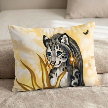Equinix the Snow Leopard Female Head Pillow Cover back US standard pillow mockup