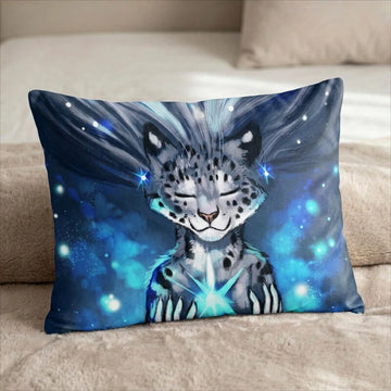 Equinix the Snow Leopard Female Head Pillow Cover front US standard pillow mockup