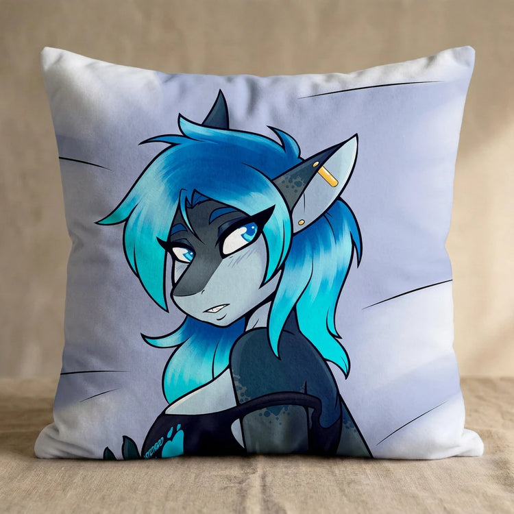 Erika the Shark Female Head Pillow Cover back square pillow mockup
