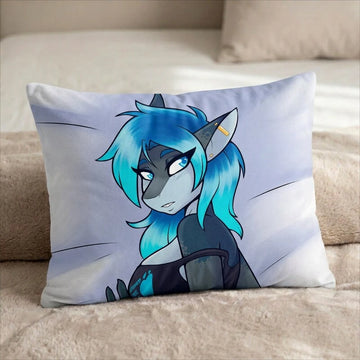 Erika the Shark Female Head Pillow Cover back US standard pillow mockup